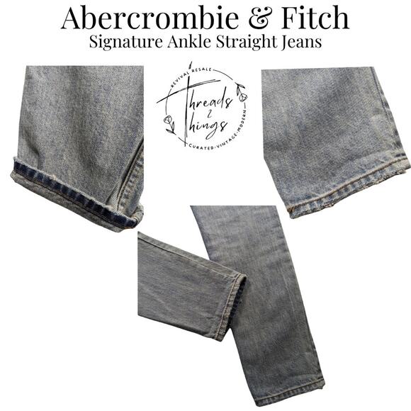 Abercrombie Jeans Women's 24W 28L Signature Ankle Straight Denim 90's Y2K Preppy - Picture 8 of 12